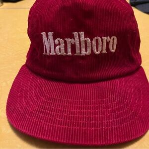Marlboro Red Corduroy Cap with White Embroidered Logo